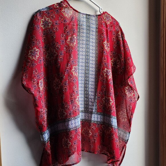 Love Tree Sheer Red Bohemian Style Open Blouse Size Small - Picture 13 of 15
